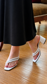 صندل مجلسی نگین دار زنانه سفید